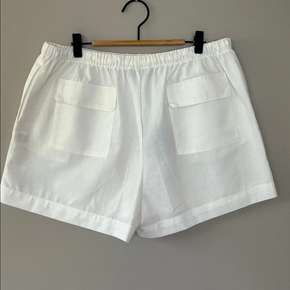 White Fox Tropical Mood Shorts Size XL White Cotton Linen‎ - Picture 2 of 9